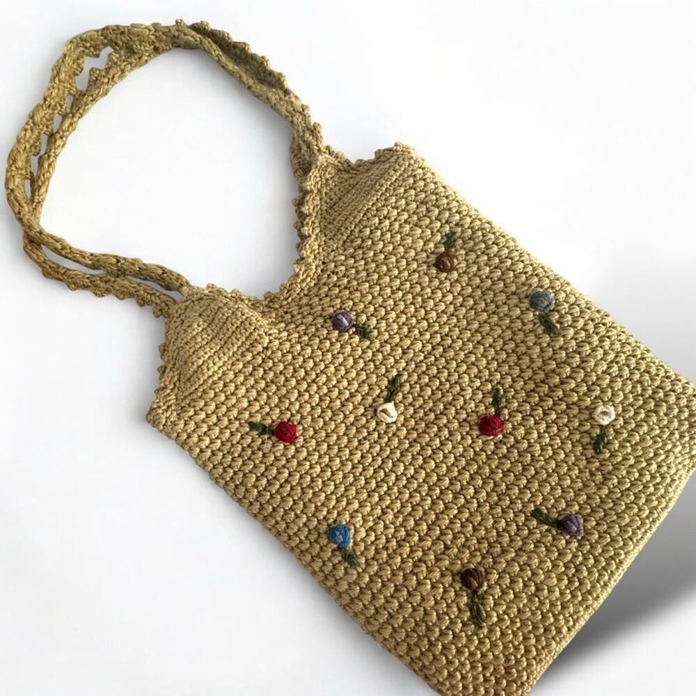 Y2K Woven Shoulder bag hand sewn  Flowers